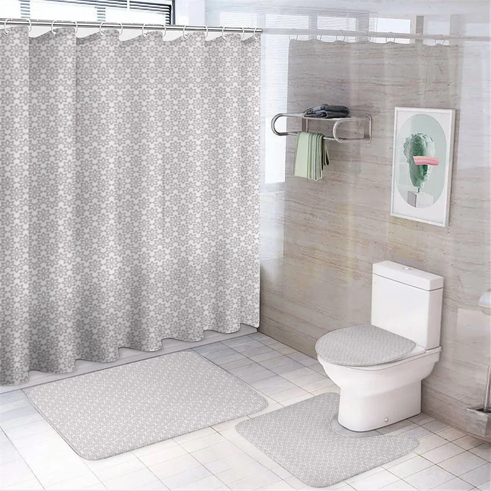 Monochrome Spring Blooms — 4-Piece Bathroom Set preview