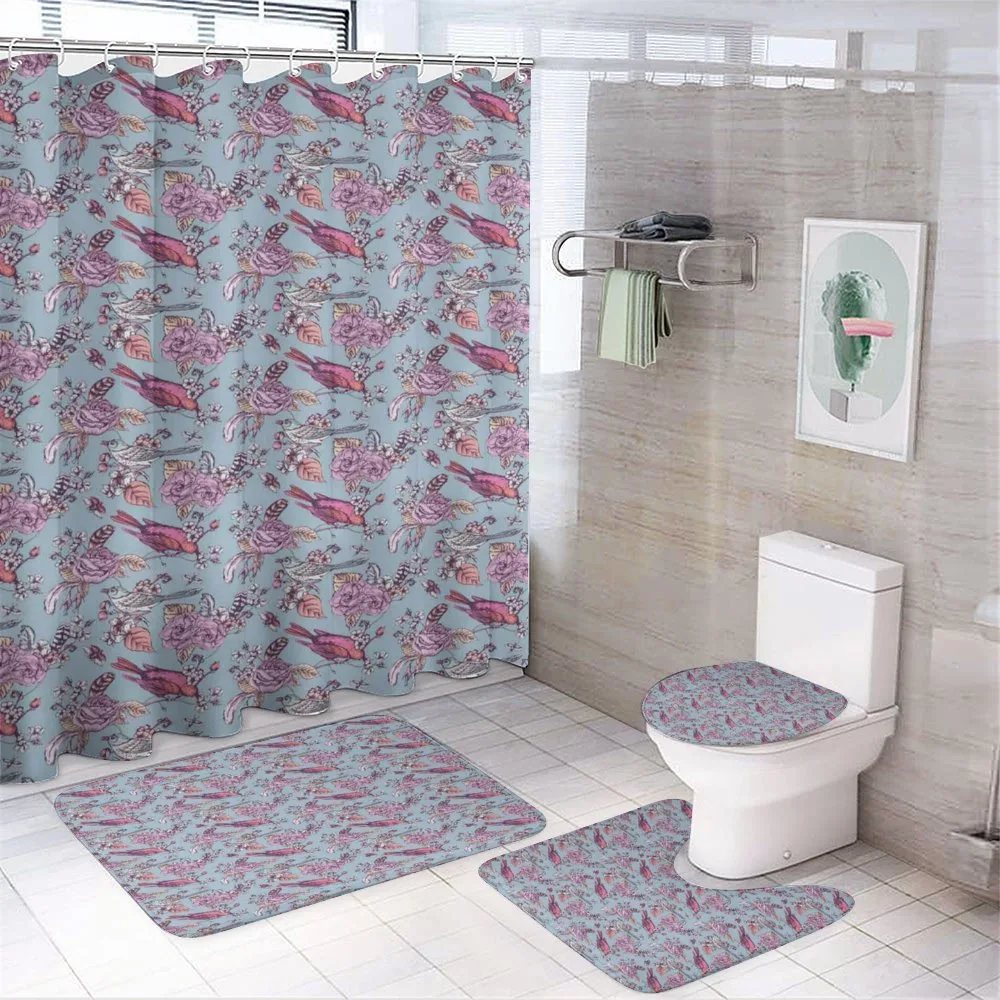 Perching Birds and Flowers — 4-Piece Bathroom Set preview