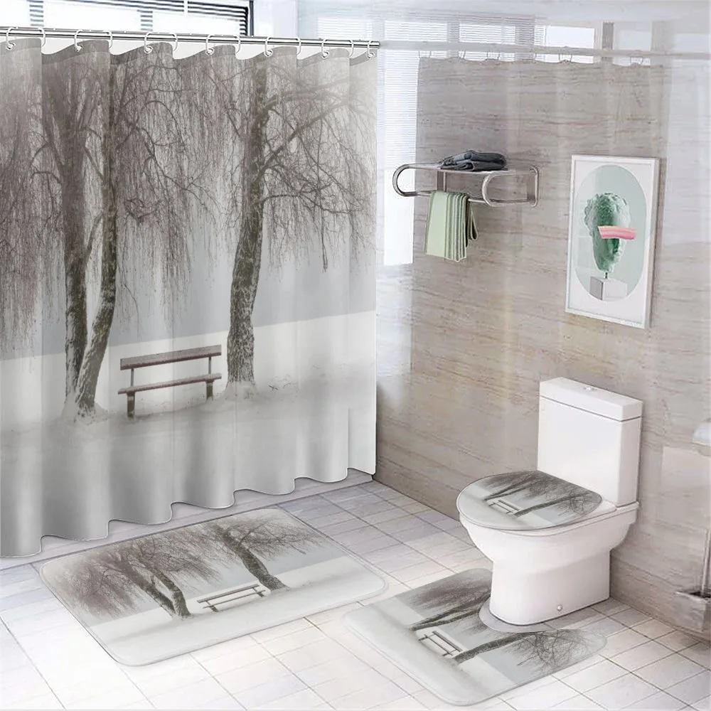 Bench Trees Snowflakes — 4-Piece Bathroom Set preview