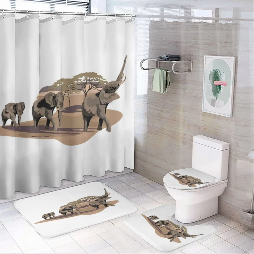 Elephants on Savannah — 4-Piece Bathroom Set preview