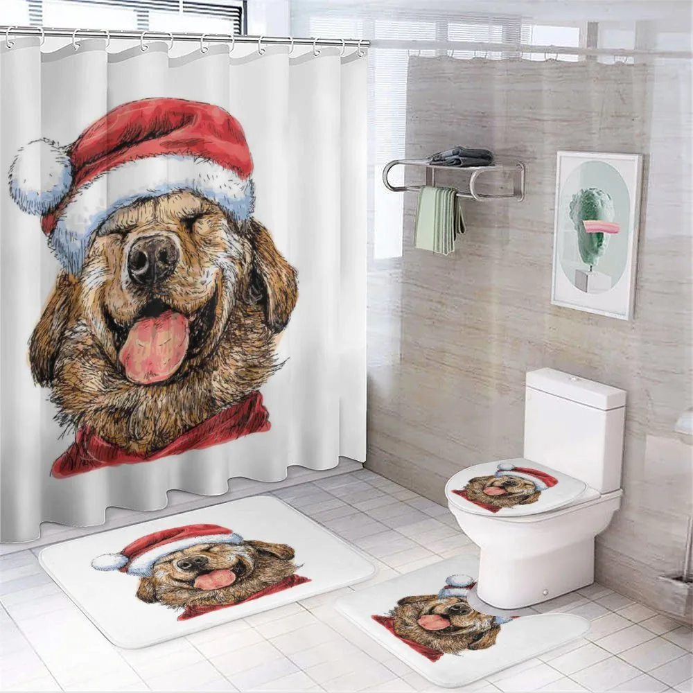 Funny Terrier Smiling Xmas — 4-Piece Bathroom Set preview