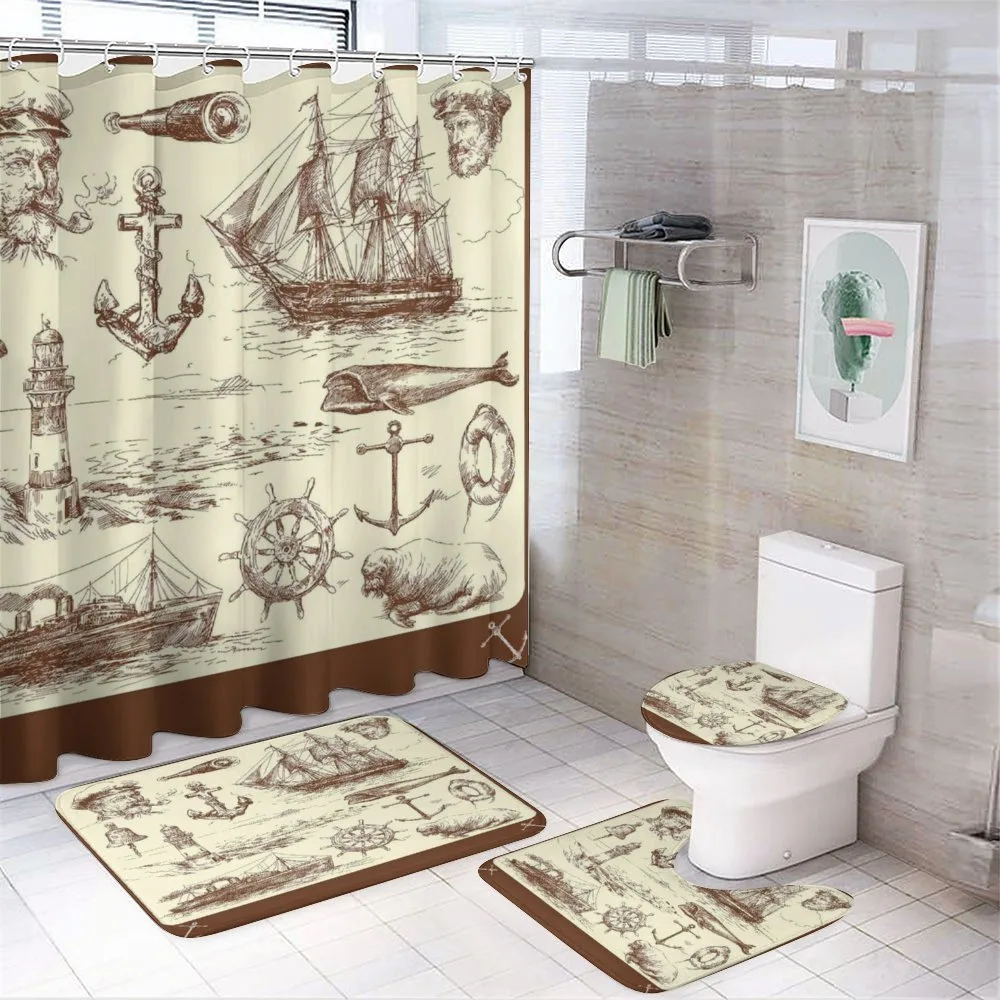 Oceanic Drawing Effect — 4-Piece Bathroom Set preview