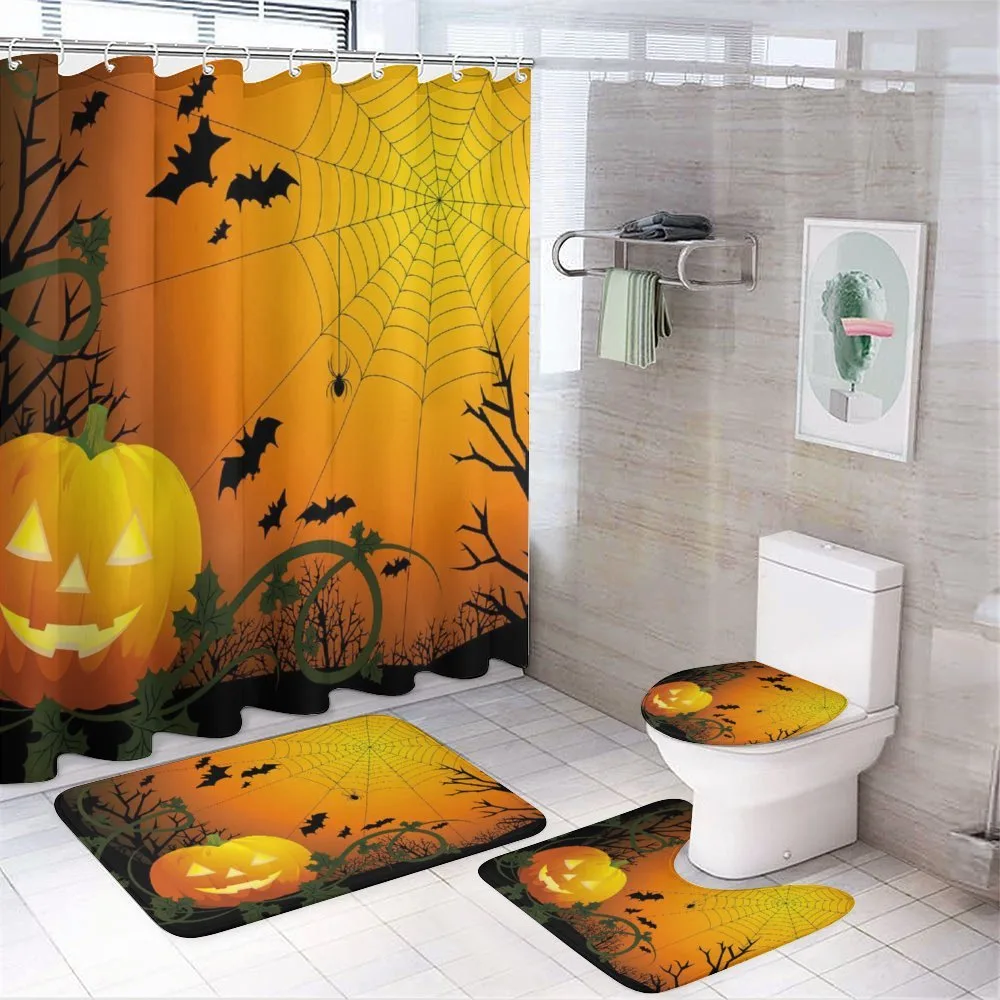 Pumpkin Leaves Bats — 4-Piece Bathroom Set preview