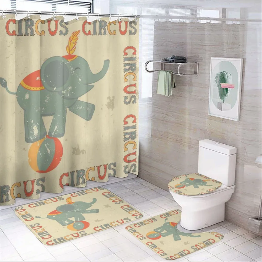 Retro Print Elephant — 4-Piece Bathroom Set preview
