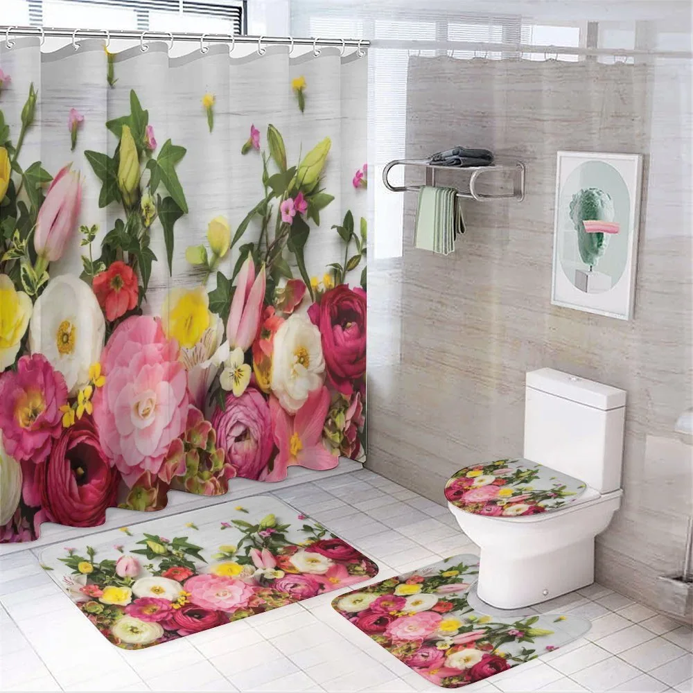 Rustic Home Rose Flowers — 4-Piece Bathroom Set preview