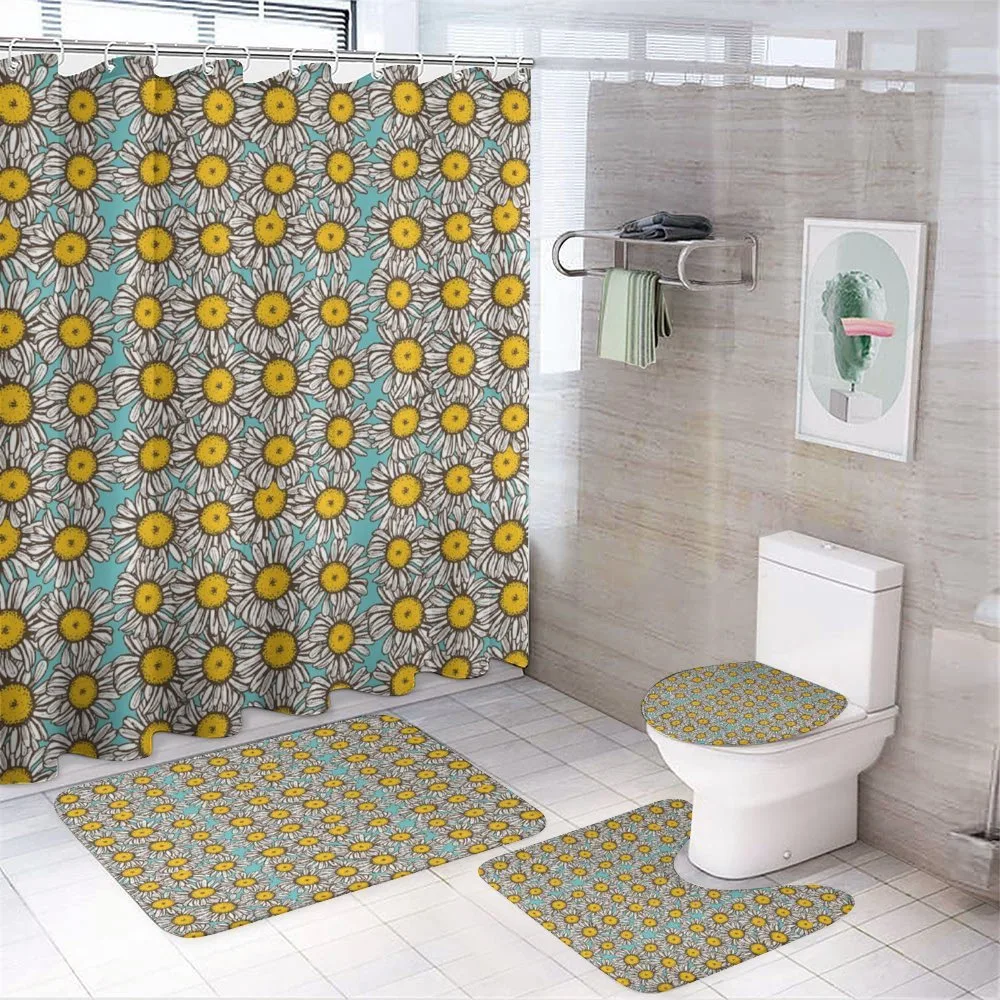 Sketch Daisies — 4-Piece Bathroom Set preview