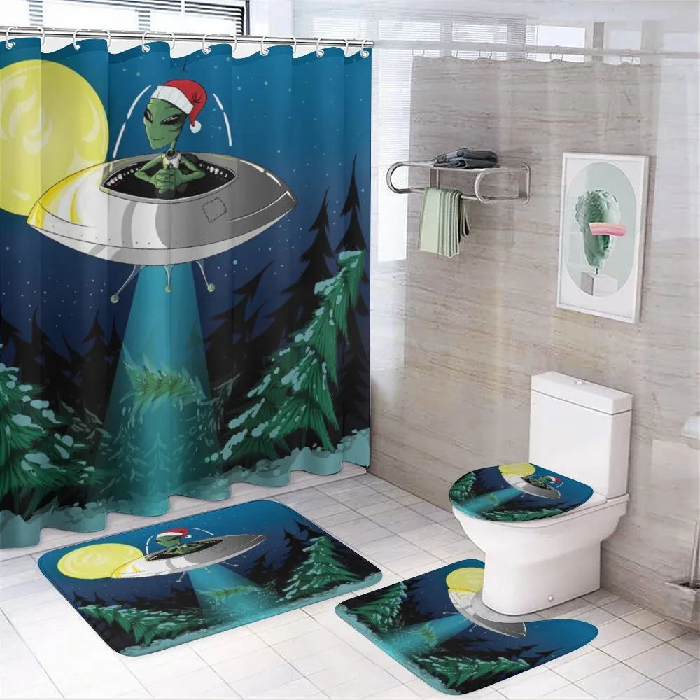 Alien Christmas Art — 4-Piece Bathroom Set preview
