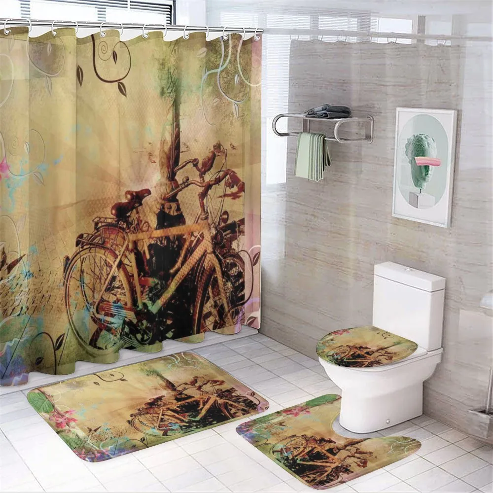 Bikes in Street Floral — 4-Piece Bathroom Set preview