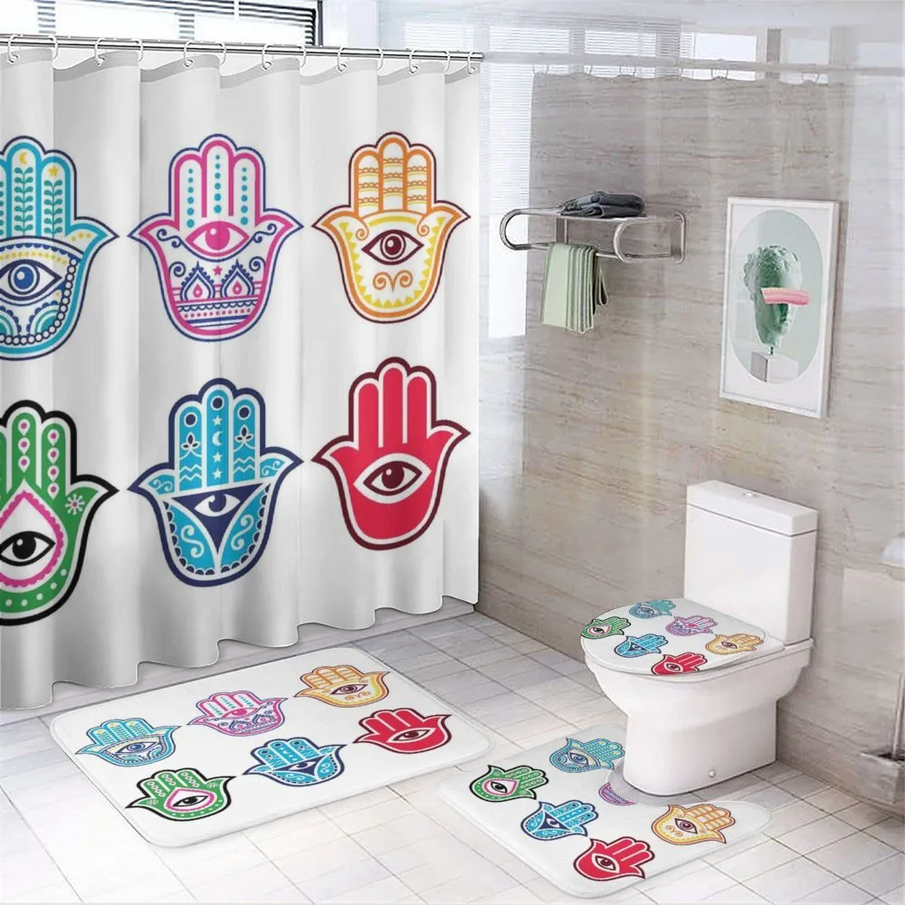 Colorful Hand Third Eye — 4-Piece Bathroom Set preview