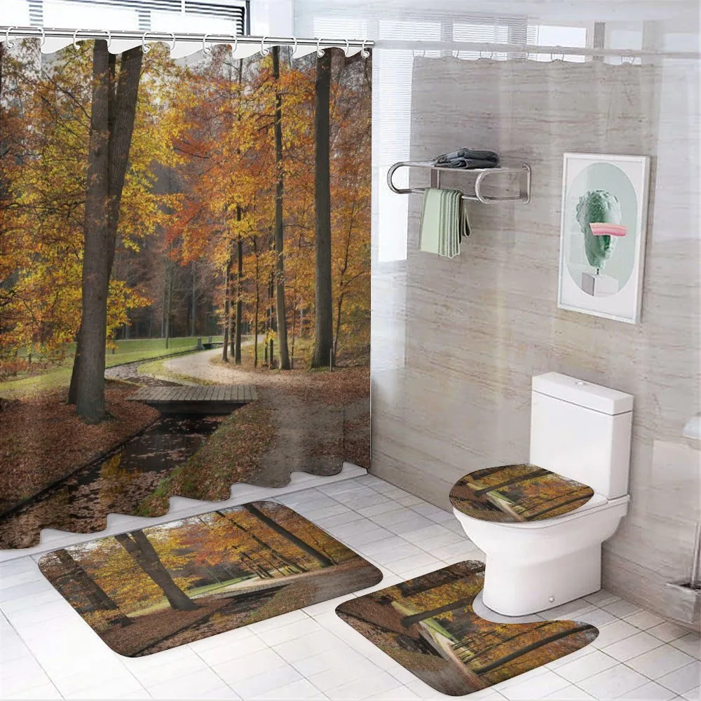Gloomy Day Forest Path — 4-Piece Bathroom Set preview