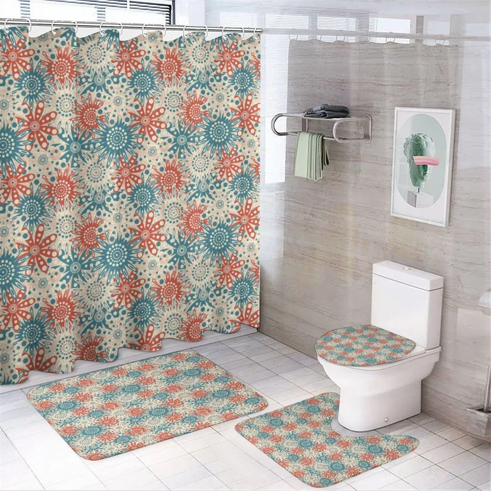 Hippie Floral Art — 4-Piece Bathroom Set preview