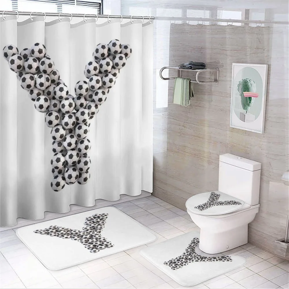 Monochrome Ball Motifs — 4-Piece Bathroom Set preview