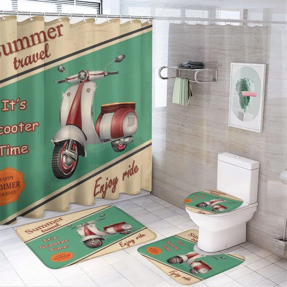 Retro Motorbike Words — 4-Piece Bathroom Set preview