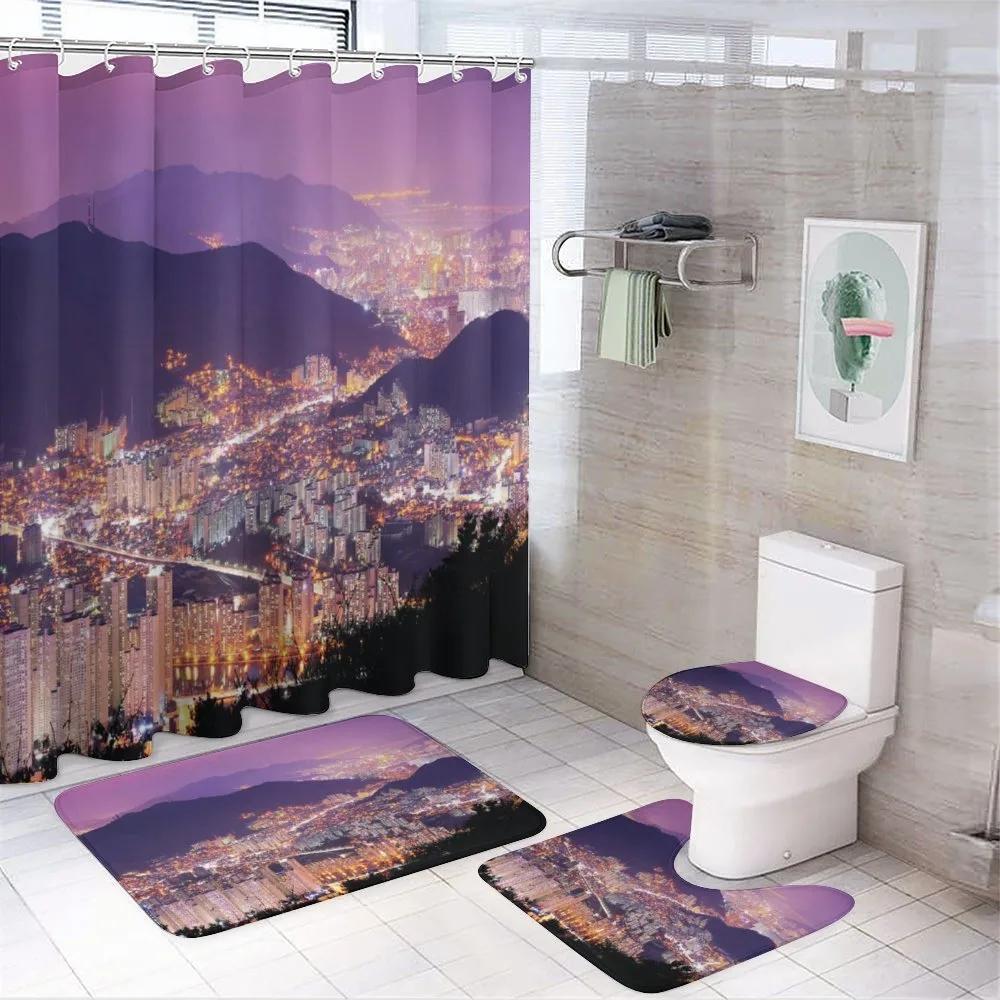 Skyline of Busan Korea — 4-Piece Bathroom Set preview