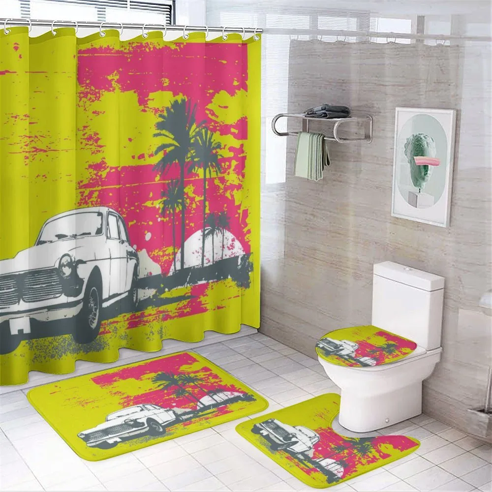 Vintage Cars with Palms — 4-Piece Bathroom Set preview