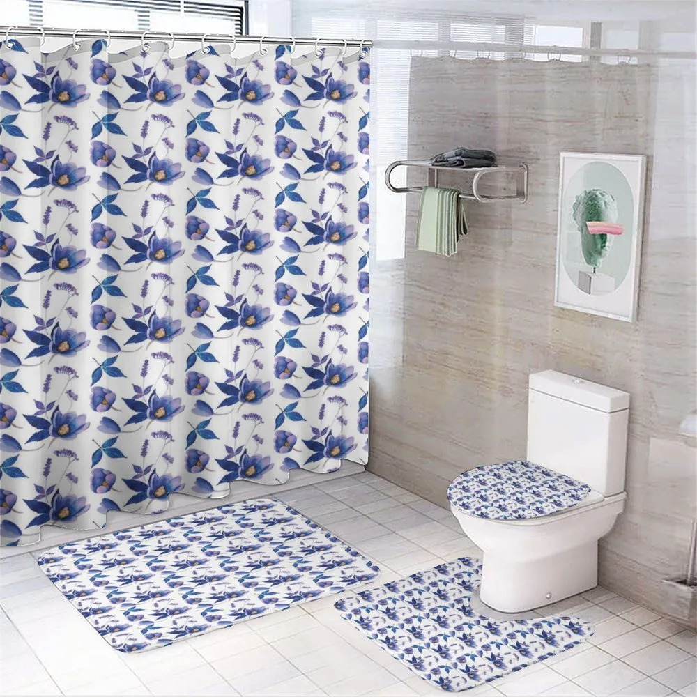 Watercolor Spring Plants — 4-Piece Bathroom Set preview