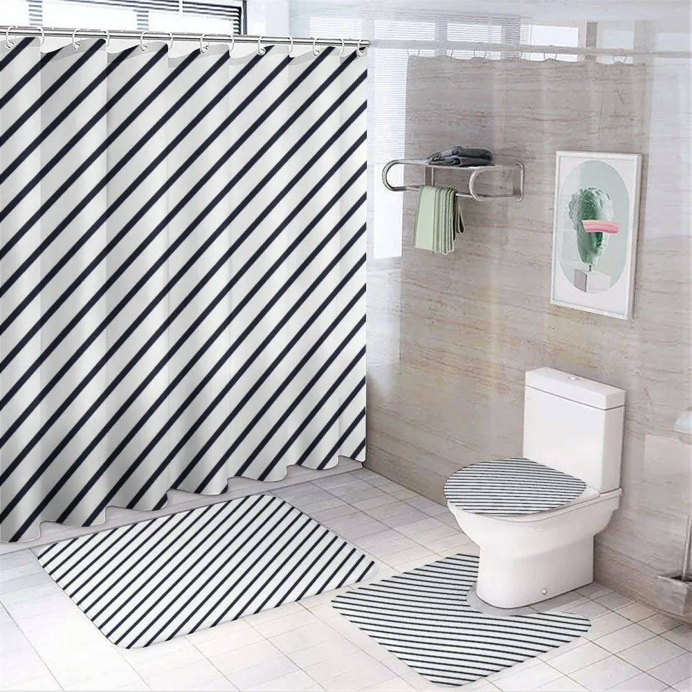 Angled Stripe Pattern 4-Piece Bathroom Set product video