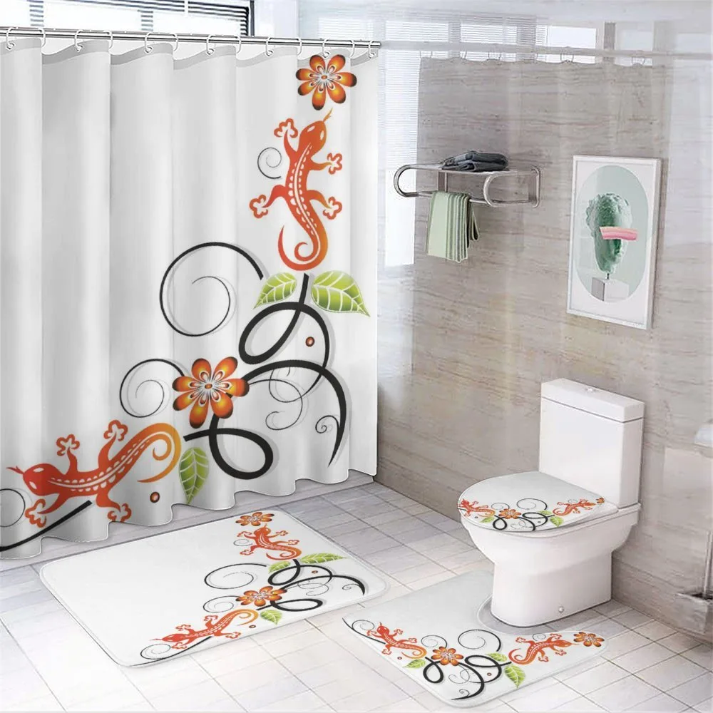 Baby Lizard and Flower — 4-Piece Bathroom Set preview