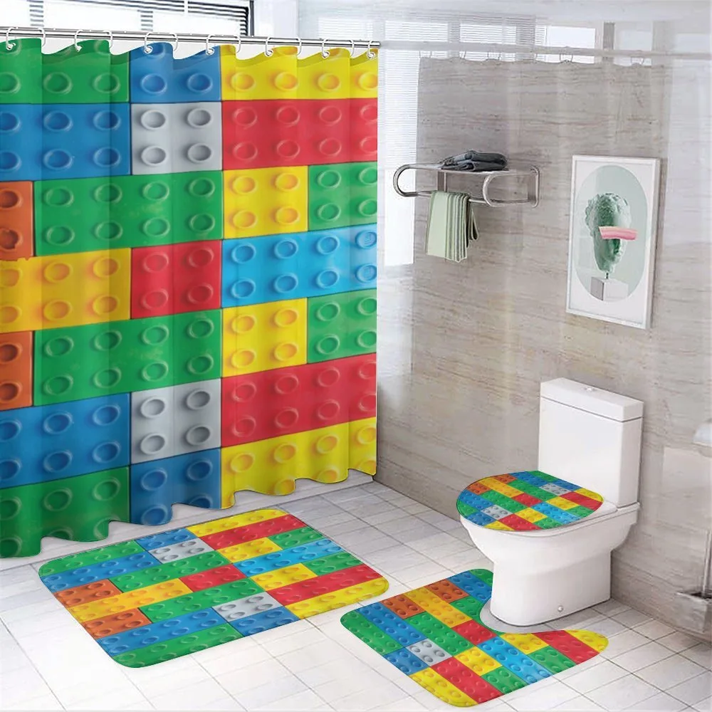 Colorful Building Blocks — 4-Piece Bathroom Set preview