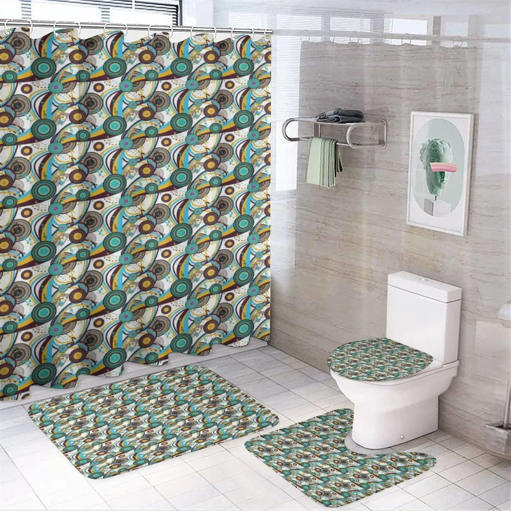 Colorful Bullseye Circles — 4-Piece Bathroom Set preview