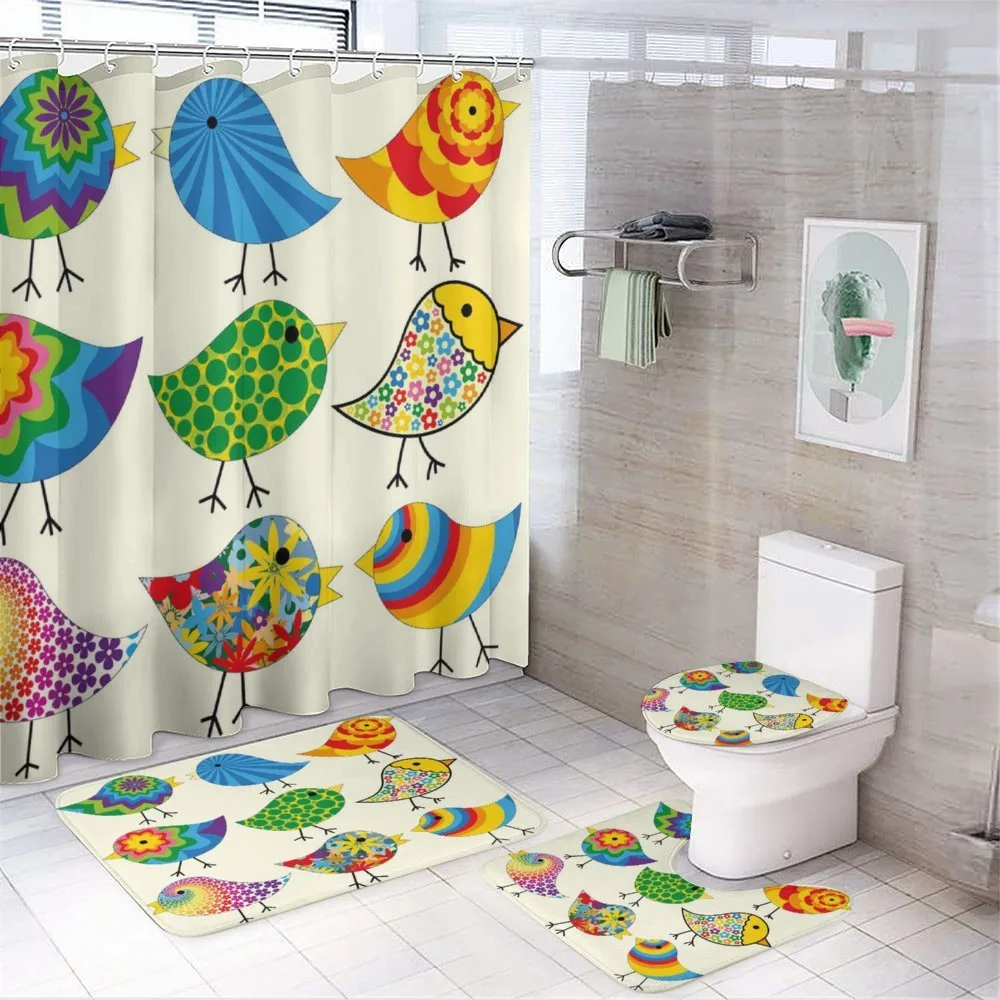 Colorful Funky Birds — 4-Piece Bathroom Set preview
