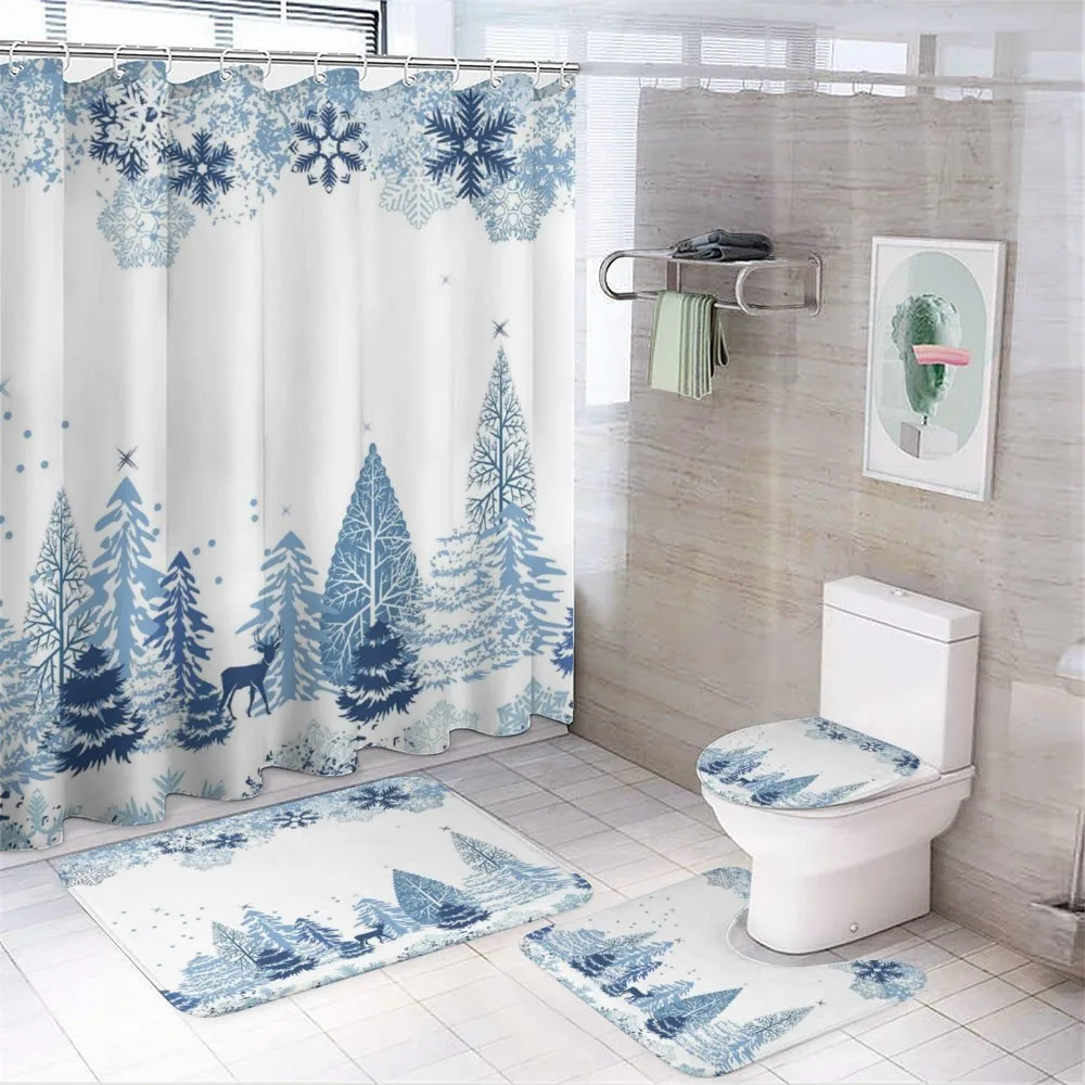 Deer Pine Trees Xmas — 4-Piece Bathroom Set preview