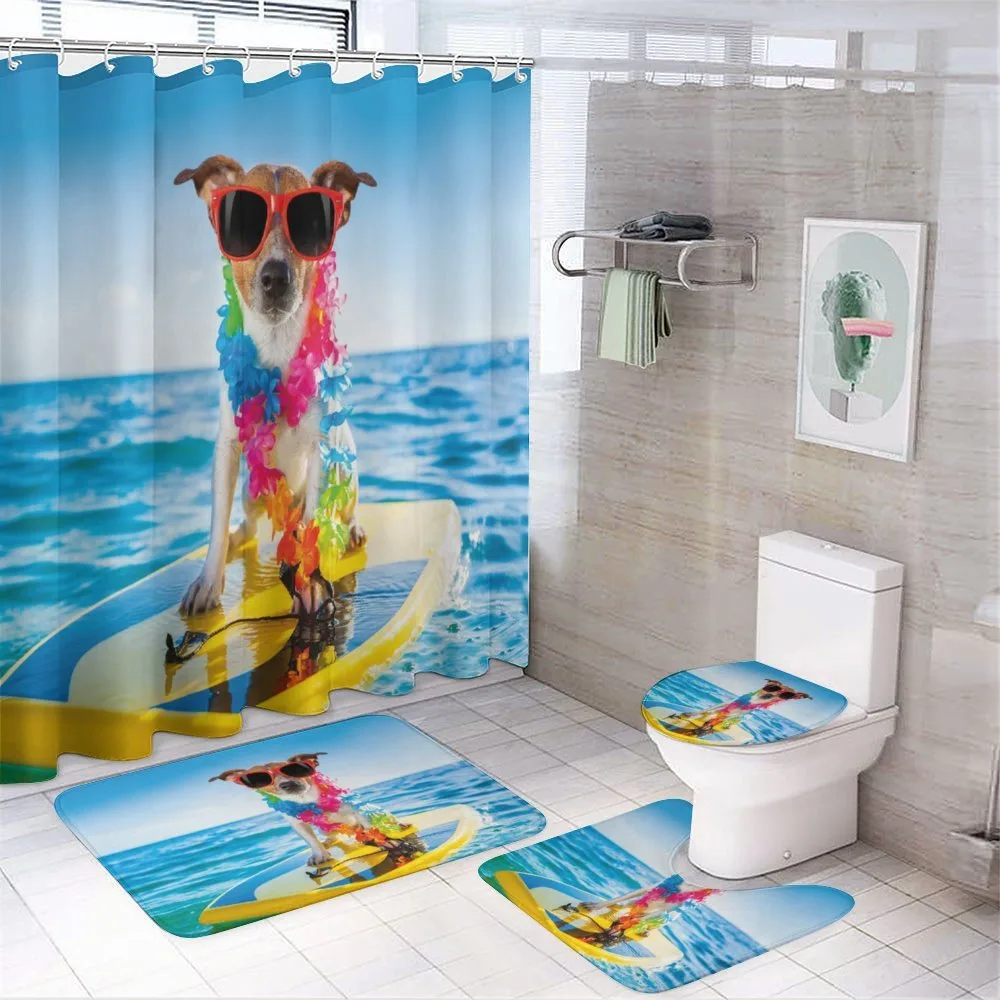 Dog in the Ocean 4-Piece Bathroom Set product video