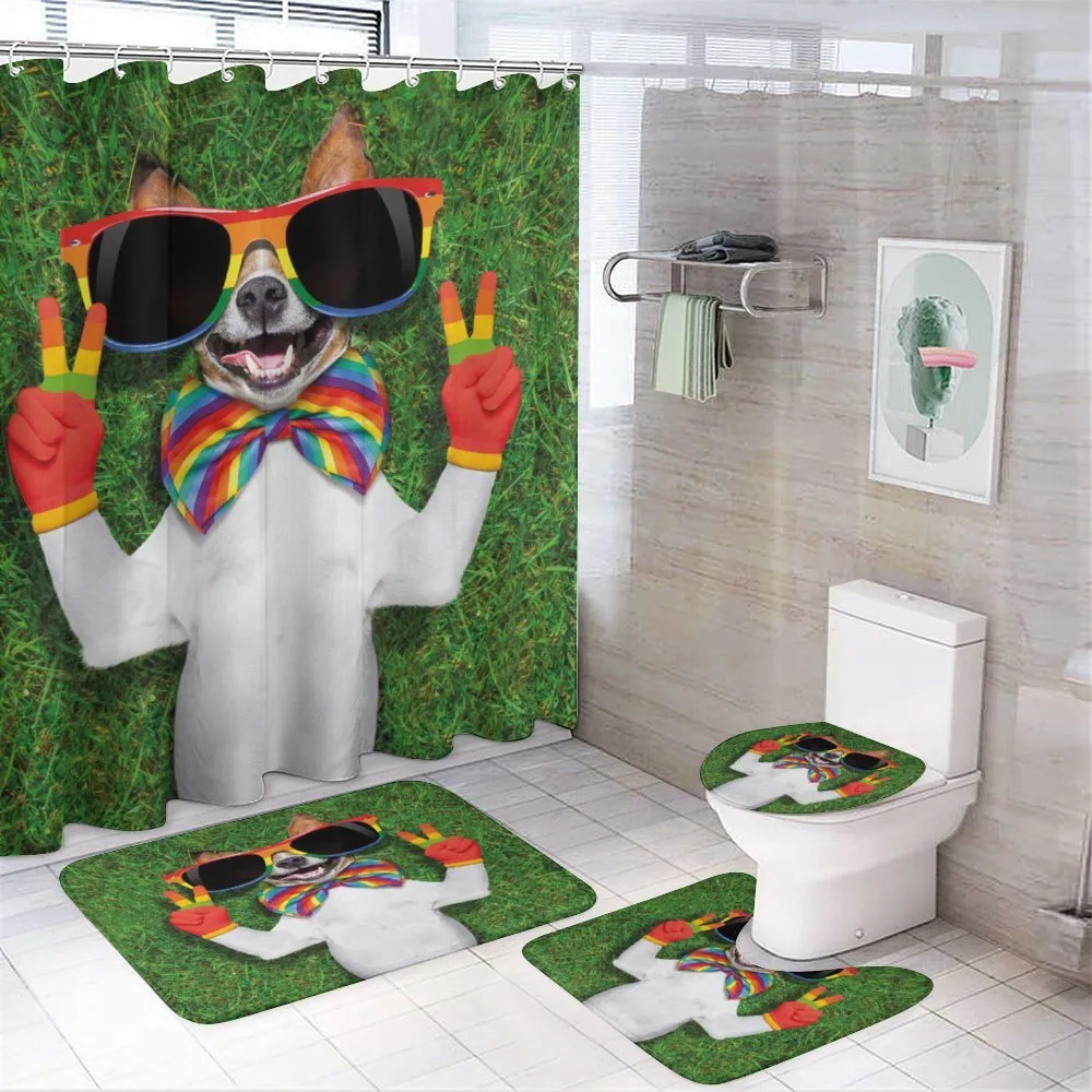 Gay Dog Peace Sign Pride — 4-Piece Bathroom Set preview