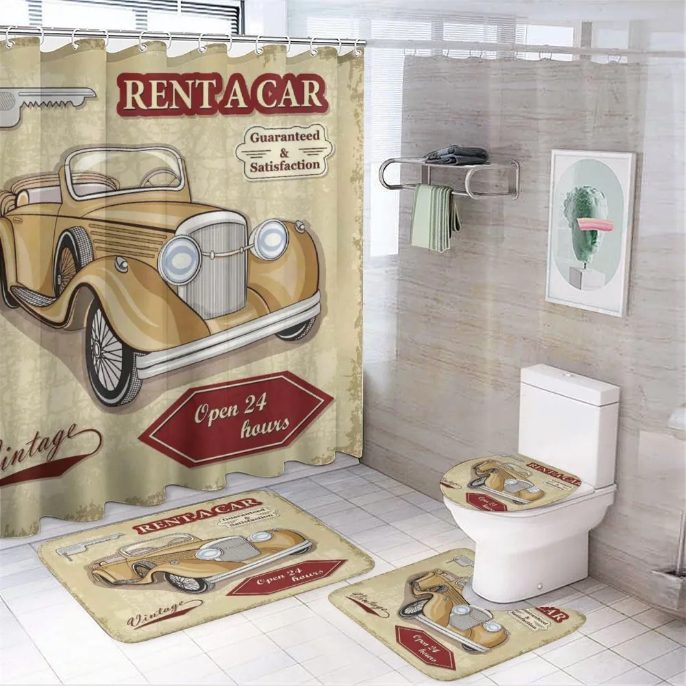 Old Car Poster Effect — 4-Piece Bathroom Set preview