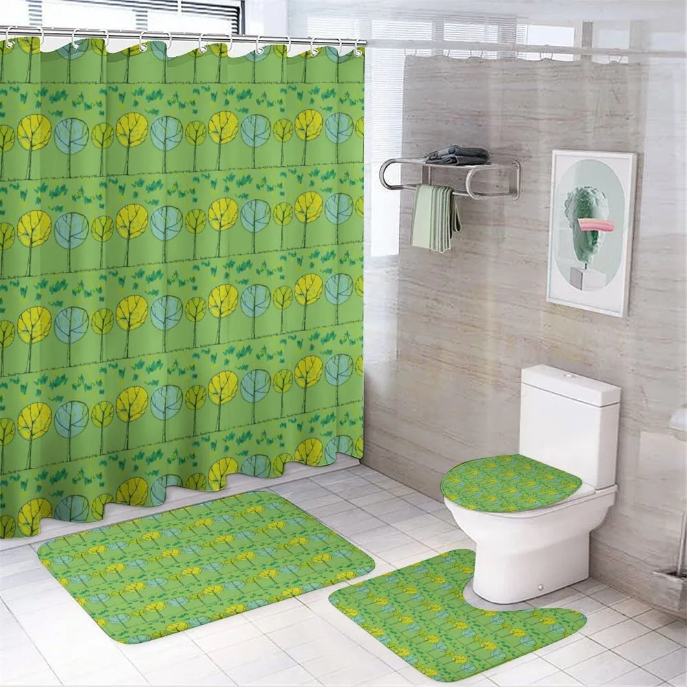 Scribbled Trees and Grass — 4-Piece Bathroom Set preview