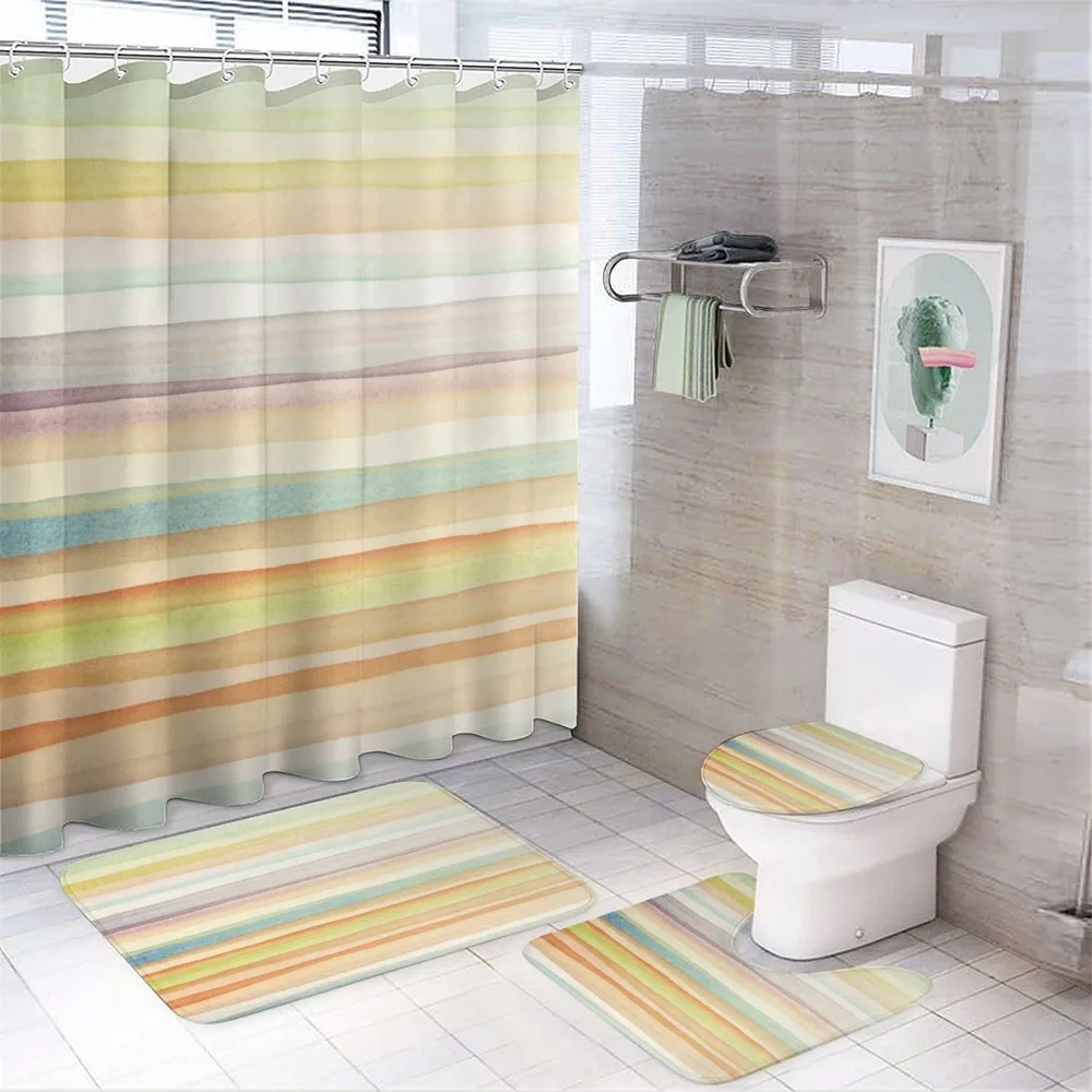 Stripes Watercolor Art — 4-Piece Bathroom Set preview