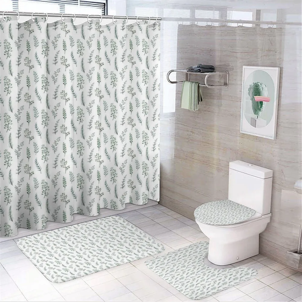 Watercolor Botanical Herbs — 4-Piece Bathroom Set preview