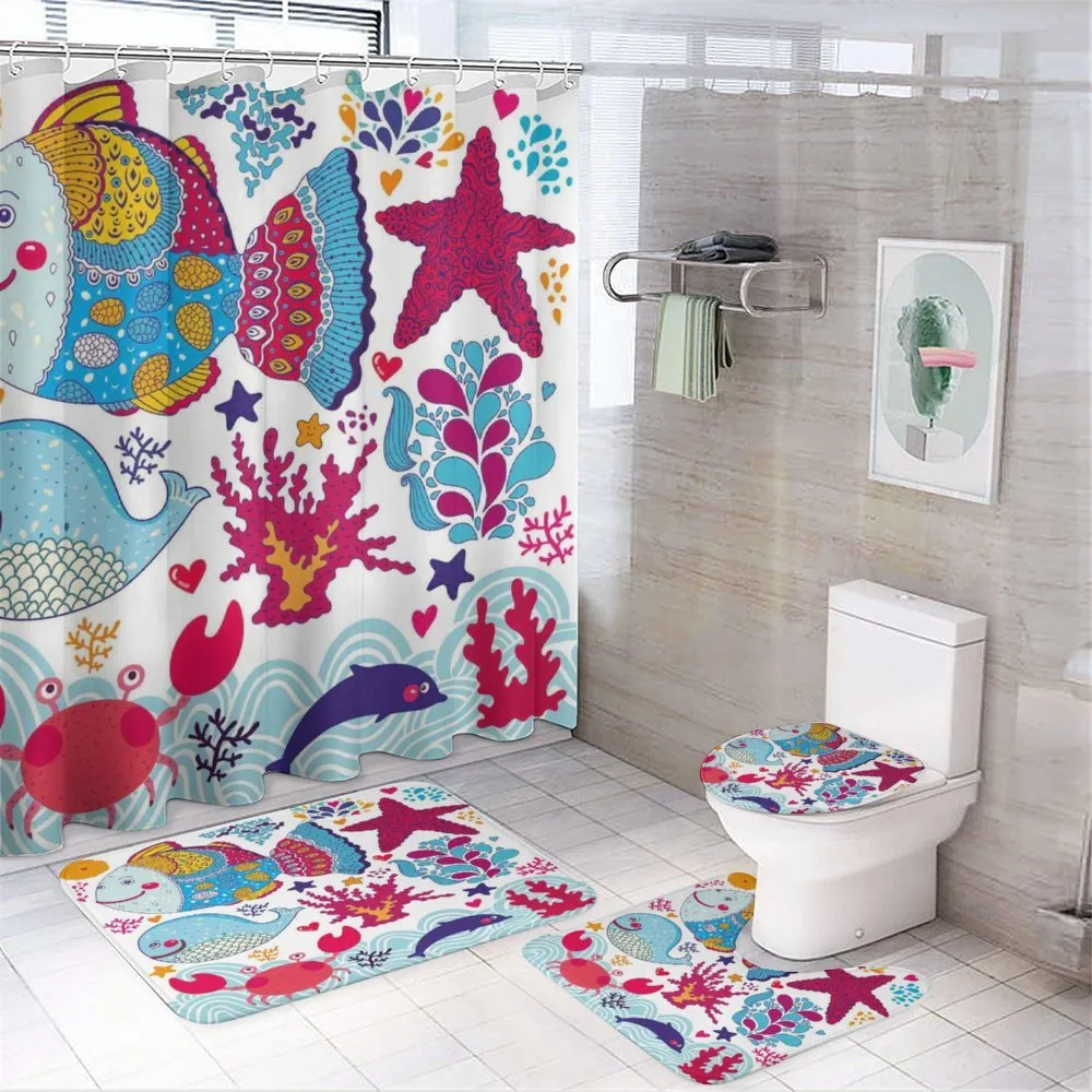 Cartoon Marine Ocean Life — 4-Piece Bathroom Set preview