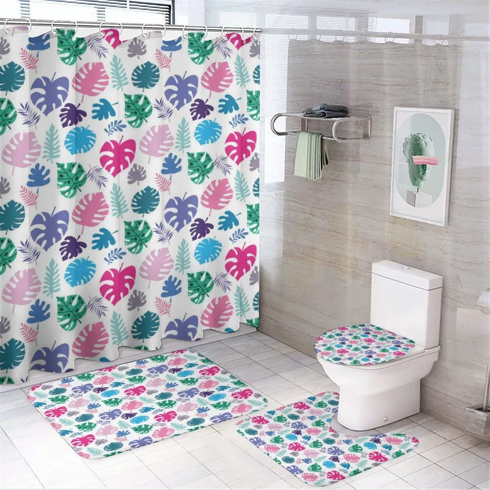 Colorful Tropic Leaves Aloha — 4-Piece Bathroom Set preview