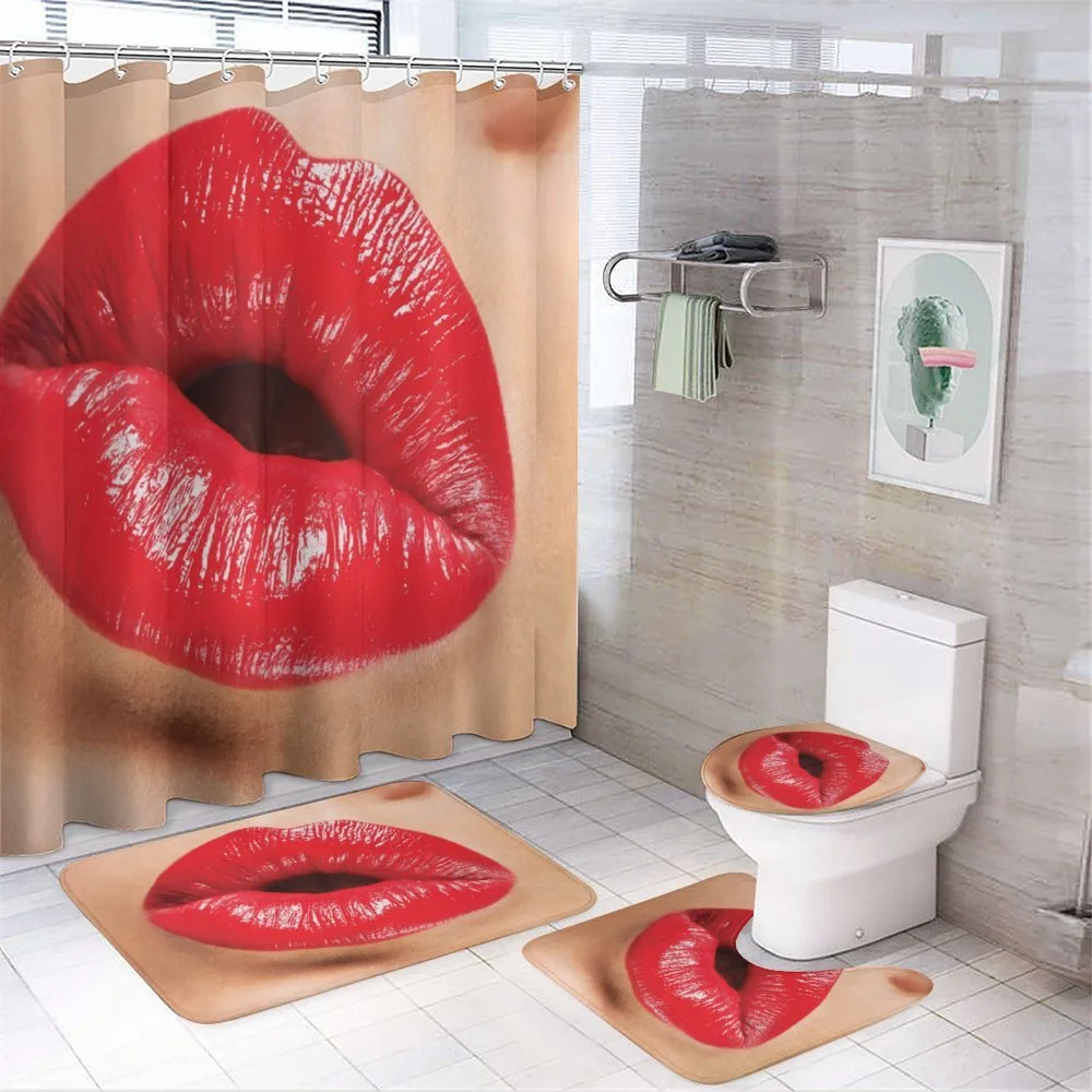 Juicy Lipstick Illustration — 4-Piece Bathroom Set preview
