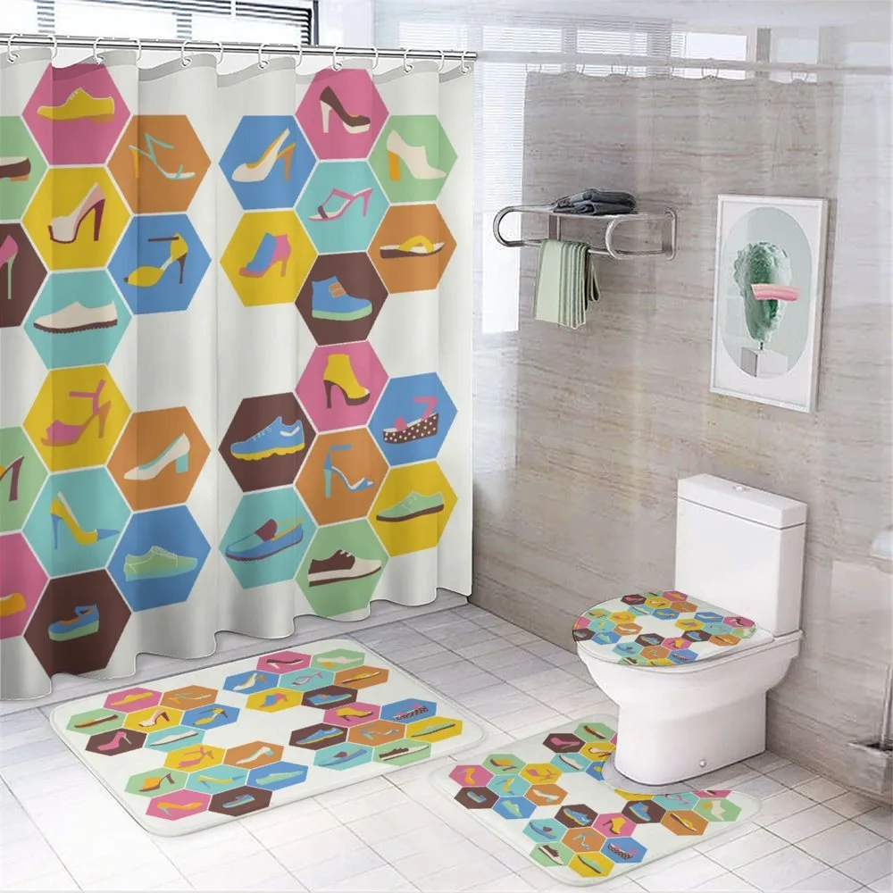 Shoe in Hexagons — 4-Piece Bathroom Set preview