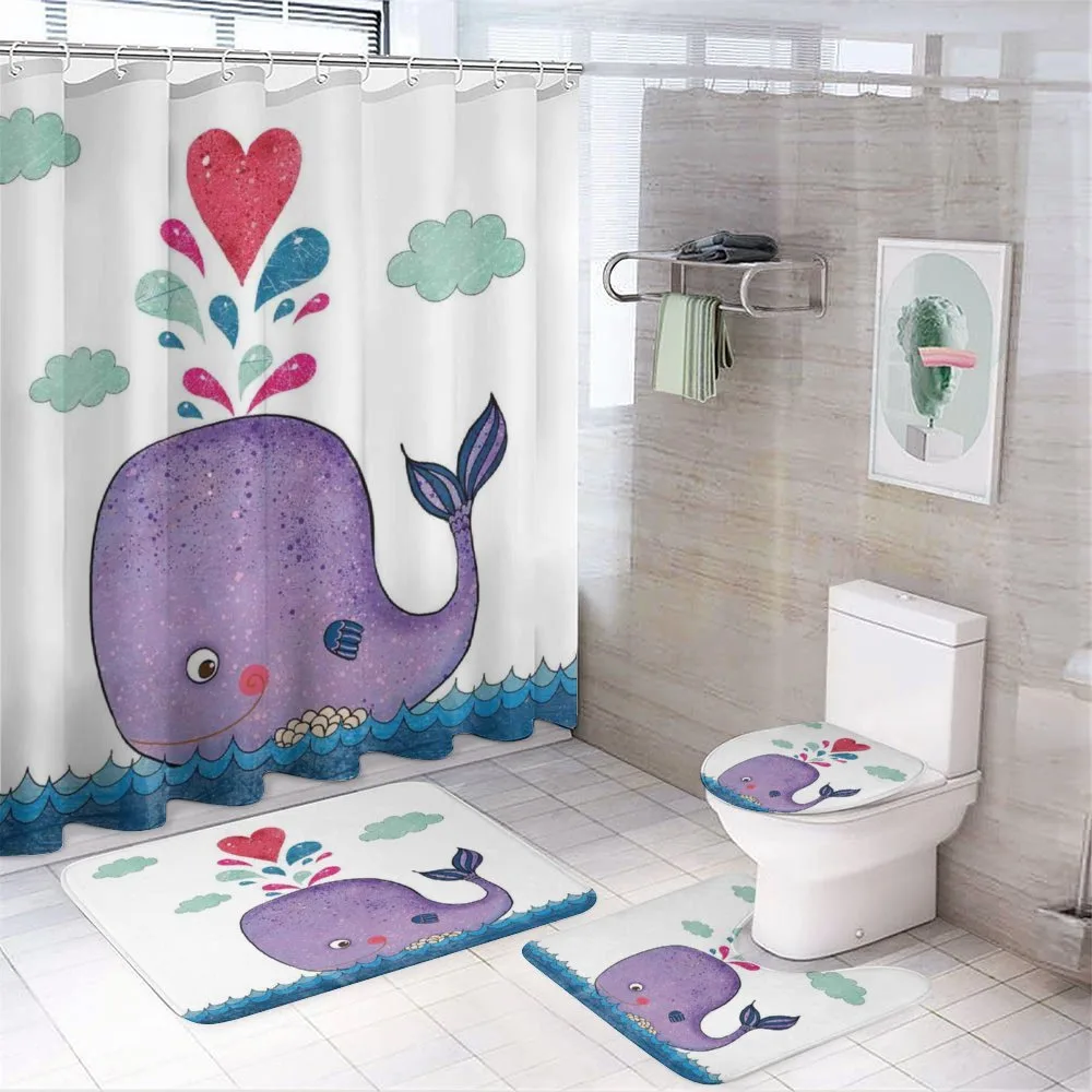 Smiley Whale with Cloud — 4-Piece Bathroom Set preview