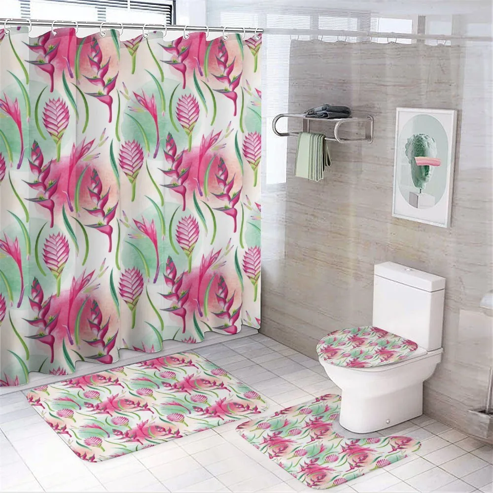 Tropic Flowers Paint Blots — 4-Piece Bathroom Set preview