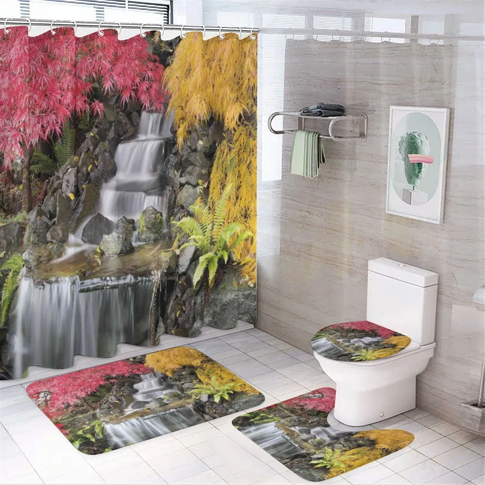 Tropical Fall Flowers 4-Piece Bathroom Set product video