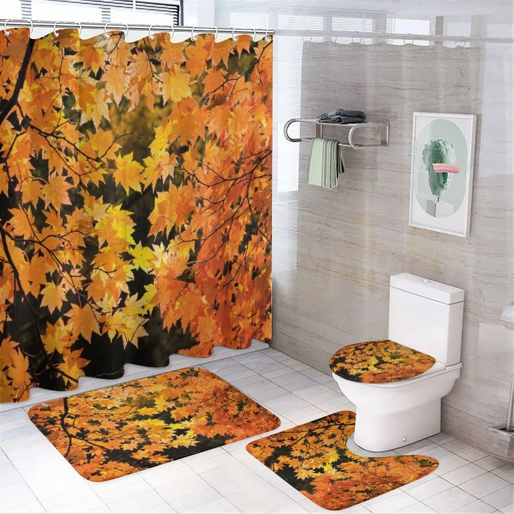 Vivid Autumn Maple Leaves — 4-Piece Bathroom Set preview