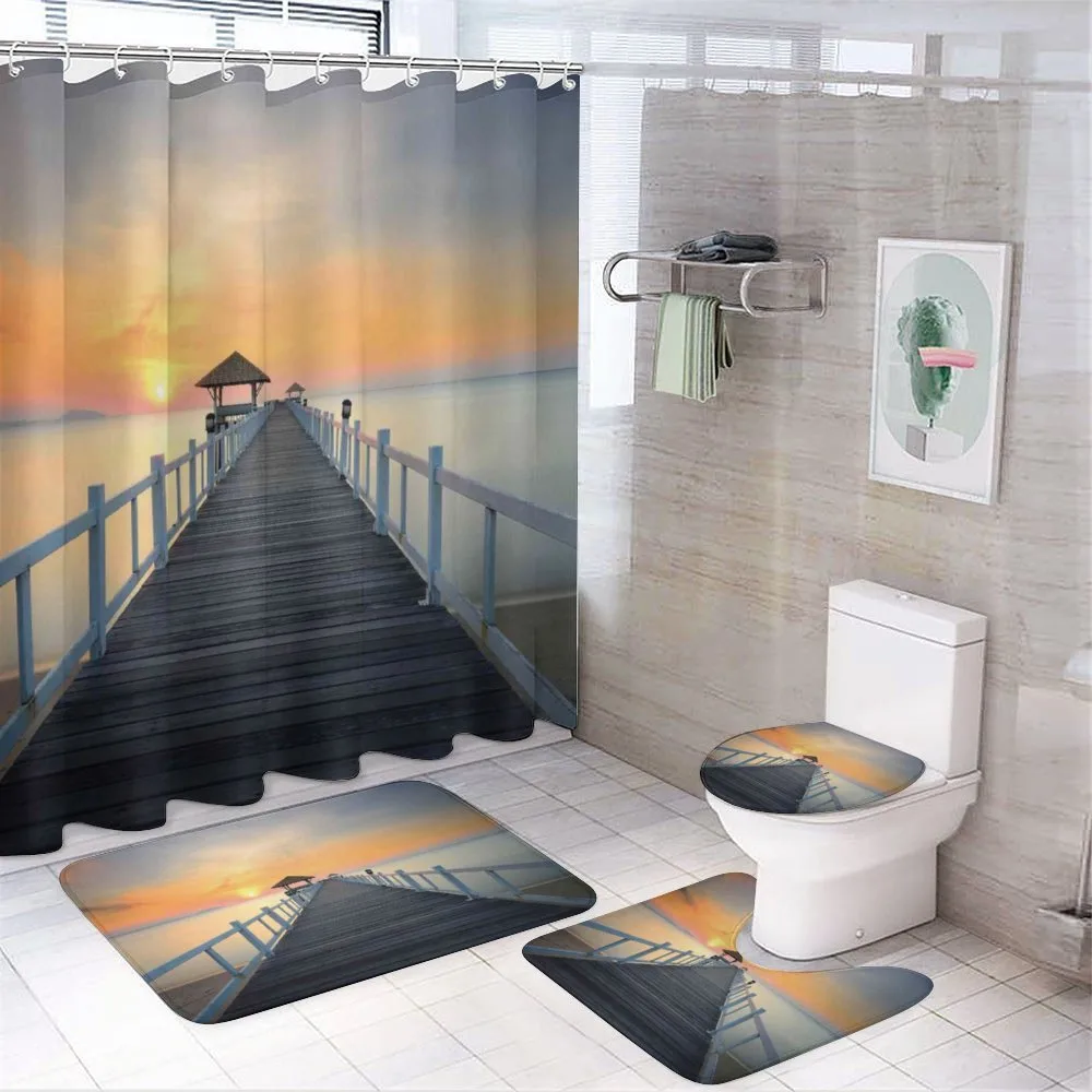 Wood Path on Beach 4-Piece Bathroom Set product video