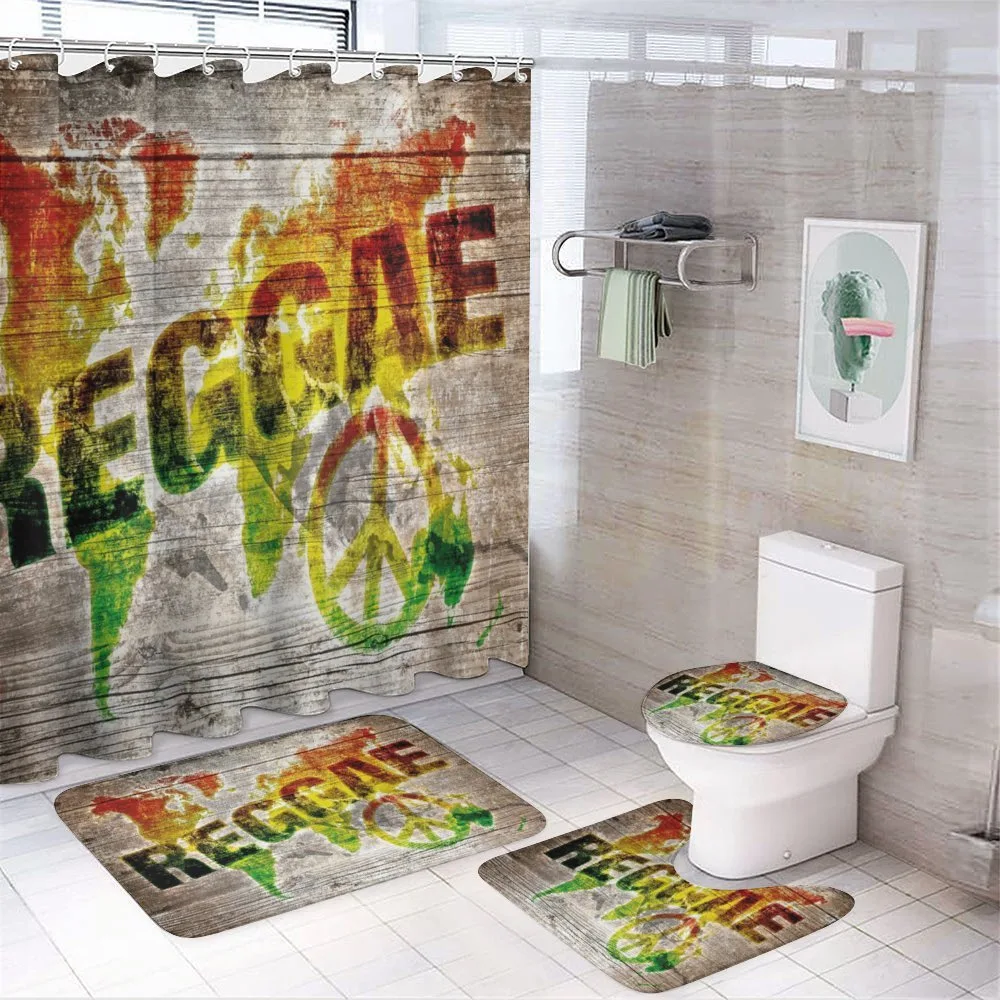 World Map Reggae Words — 4-Piece Bathroom Set preview