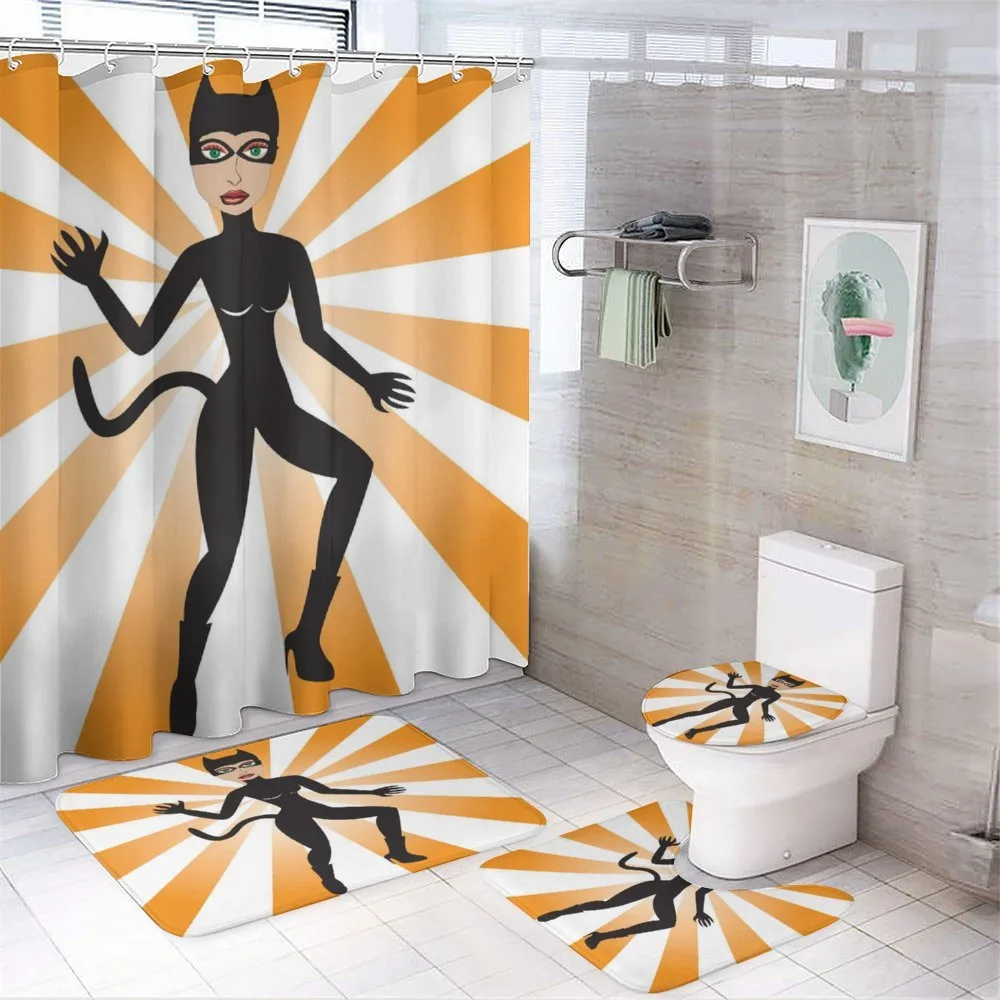Cat Woman in Costume Rays — 4-Piece Bathroom Set preview