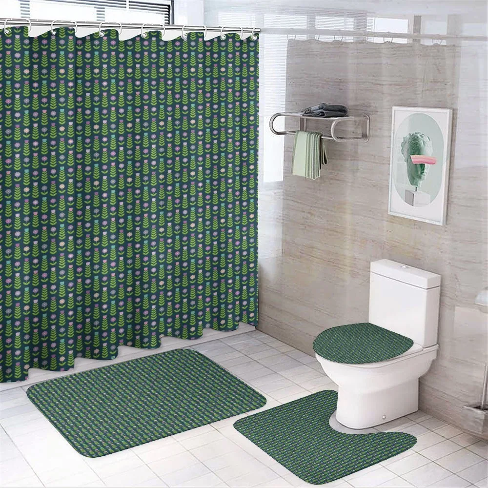 Graphical Geometric Flowers — 4-Piece Bathroom Set preview