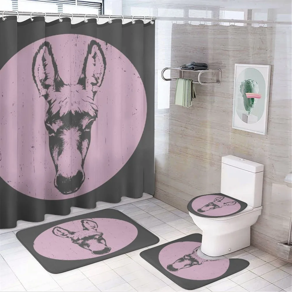 Grunge Look Animal Portrait — 4-Piece Bathroom Set preview