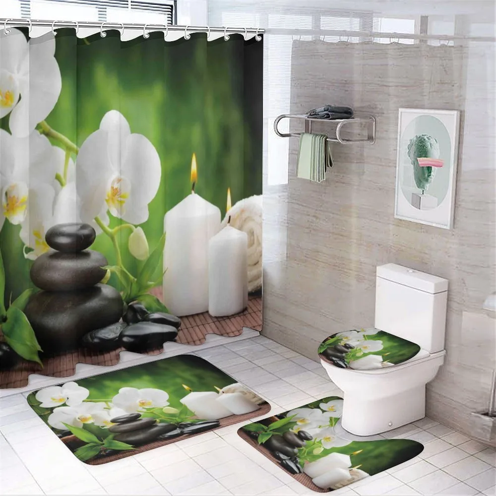 Romantic Zen Stone Orchids — 4-Piece Bathroom Set preview