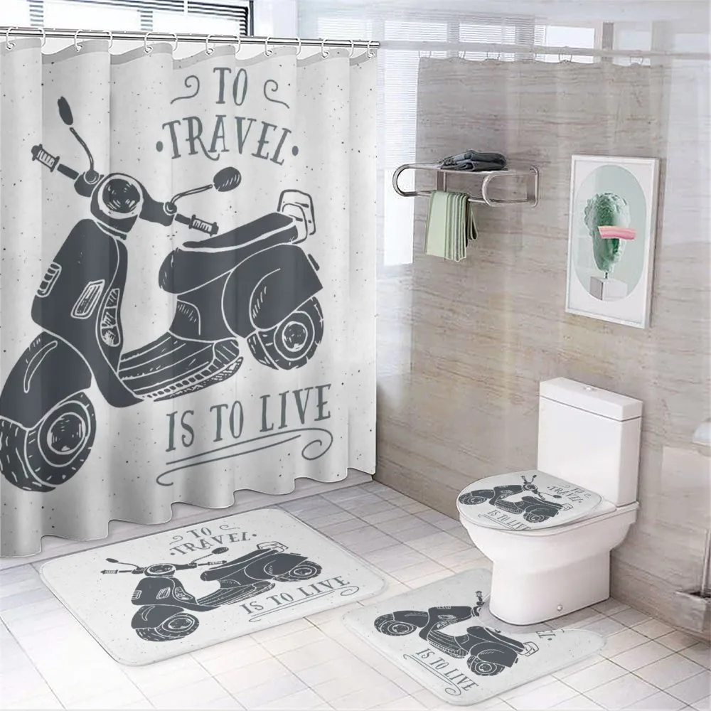 Sketch Scooter Motif — 4-Piece Bathroom Set preview