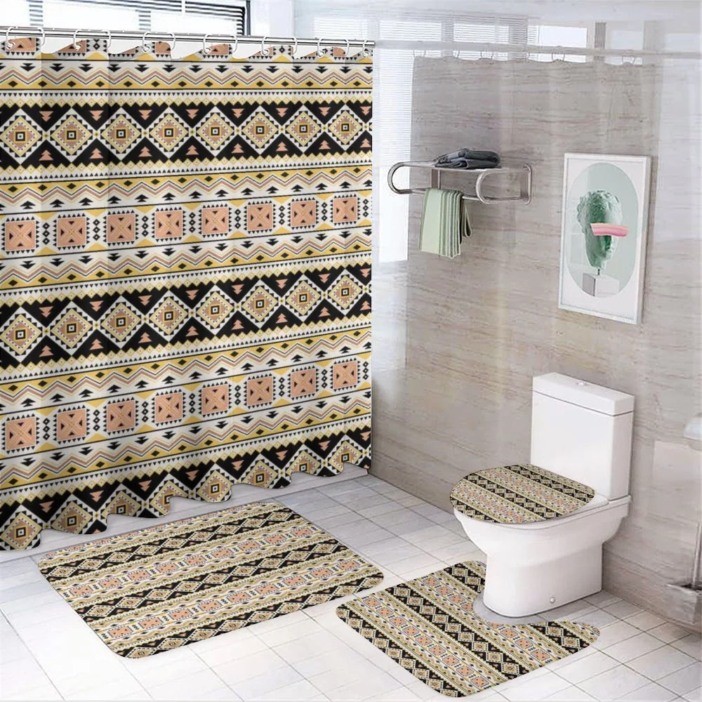 Triangles Tribal Motifs Art — 4-Piece Bathroom Set preview