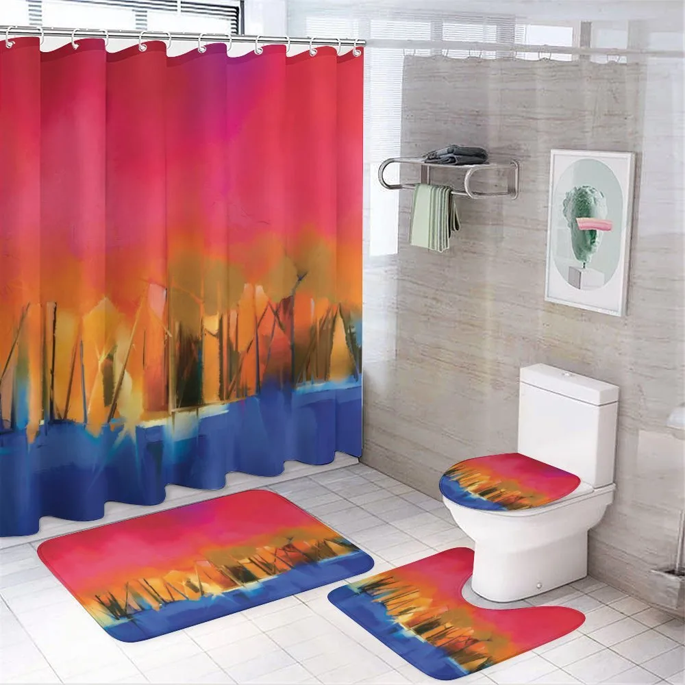 Vivid Abstract Scene 4-Piece Bathroom Set product video