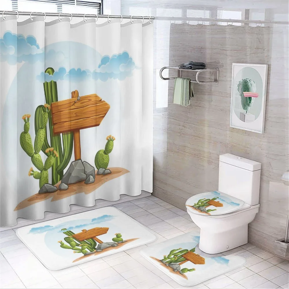 Cartoon Desert Flora — 4-Piece Bathroom Set preview